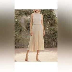 Nanette Lepore Smocked High-Neck Pleated Dress